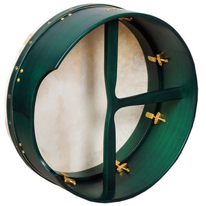 MUZIKOR 16"X4" HEARTLAND TUNABLE DEEP RIM BODHRAN MULBERRY GREEN T-BAR DRUM
