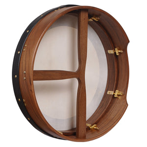 MUZIKOR 16"X4" HEARTLAND BODHRAN DEEP RIM TUNABLE WALNUT T-BAR DEEP TUNE DRUM
