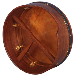 MUZIKOR 16"X6" HEARTLAND TUNABLE DEEP RIM BODHRAN ROSEWOOD T-BAR BROWN TAN GOAT SKIN DRUM