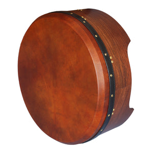 MUZIKOR 16"X6" HEARTLAND TUNABLE DEEP RIM BODHRAN ROSEWOOD T-BAR BROWN TAN GOAT SKIN DRUM