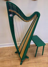 34 STRING CLADDAGH HARP - EMBLEM GREEN