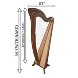 MCHUGH HARP 34 STRING IN WALNUT WOOD ROUND BACK