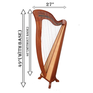 MCHUGH HARP 34 STRING IN MAHOGANY WOOD ROUND BACK