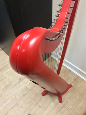 34 STRING CLADDAGH HARP - EMBLEM RED