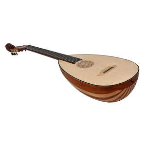 LUTE GUITAR, 6 STRING VARIEGATED LACEWOOD ROSEWOOD