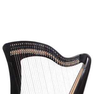 MCHUGH HARP 38 STRING IN WALNUT WOOD COLOURED BLACK ROUND BACK